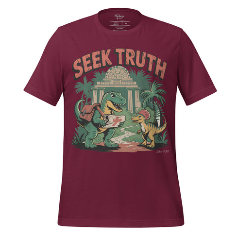 Seek Truth Dinosaur Christian Bible Verse T-Shirt